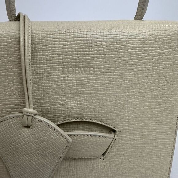 Vintage Loewe Barcelona Bag Cream Leather Top Handle - Picture 2 of 12